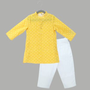 Bandhej Kurta Set (Yellow)