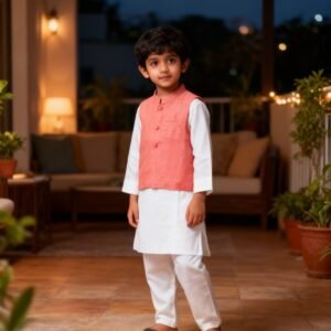 3-Piece Boys Kurta Set With Jacket