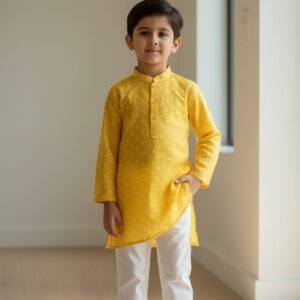 Bandhej Kurta Set (Yellow)